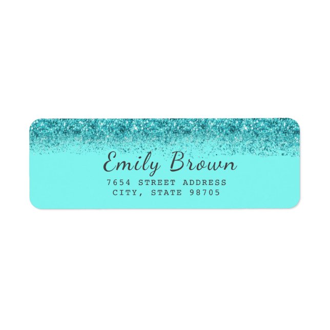 Aqua Turquoise Faux Parties scintillant Adresse de (Devant)