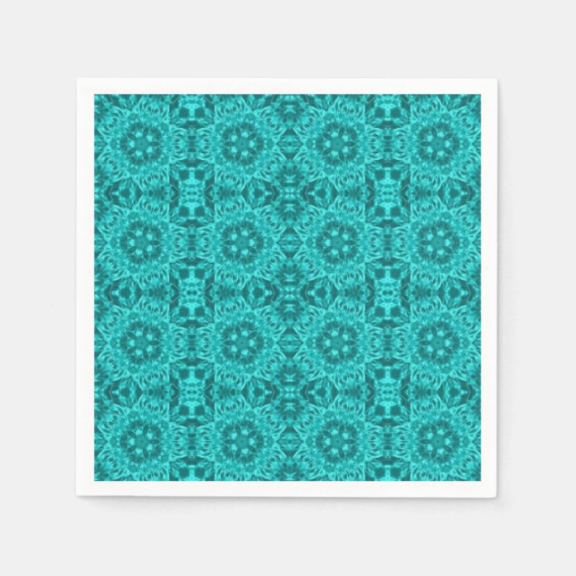 Aqua turquoise geometric pattern napkin (Front)