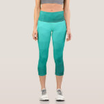 Aqua Turquoise Gradient Geometric Mesh Pattern Capri Leggings<br><div class="desc">Unique and fun customizable geometric women's clothing. Cool capri leggings fashion for her. 
Elegant and cool Triangle geometric mesh with ocean blue green turquoise aqua gradient design for him or her.</div>