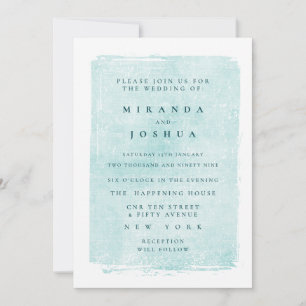 Aqua Turquoise Grunge Distressed Casual Invitation