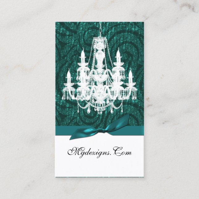 aqua turquoise lustre damassé Chic Carte de visite (Devant)