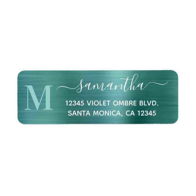 Aqua Turquoise Moderne Monogramme Signature (Devant)