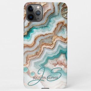 Aqua Turquoise Pink Rose Gold Marble Art Pattern iPhone 11Pro Max Case