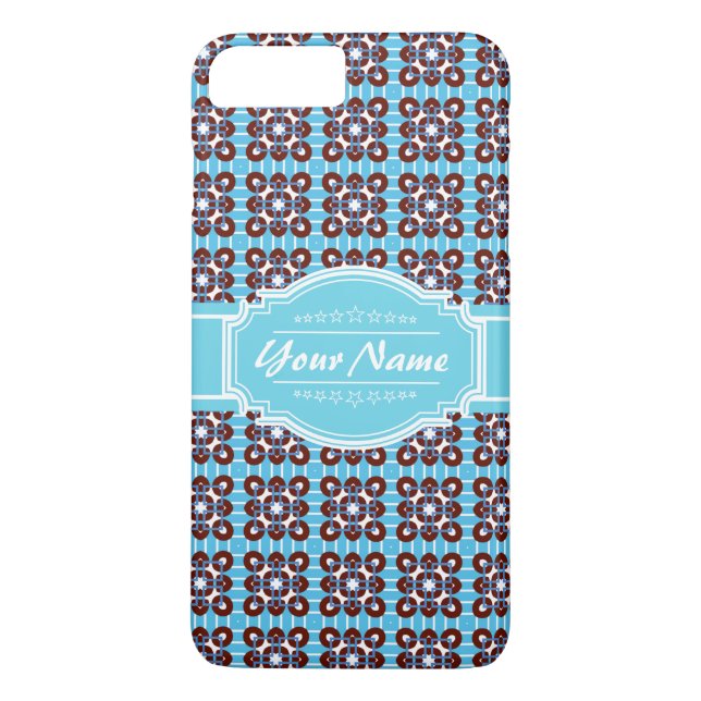 Aqua Turquoise Squares Pattern Personalized Case-Mate iPhone Case (Back)