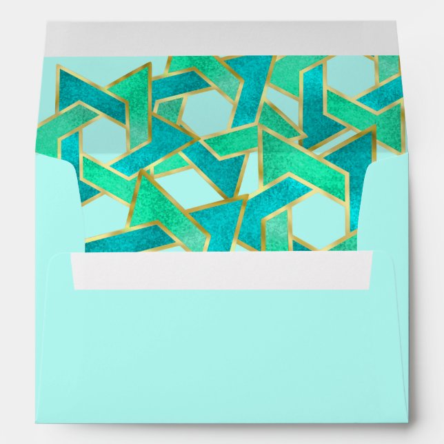 Aqua Turquoise Star of David Gold Envelope (Back (Bottom))