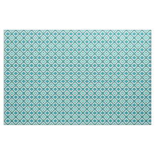 Aqua Turquoise Teal Retro Chic Ikat Drops Pattern Fabric