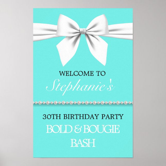 Aqua Turquoise Tiffany Theme Party Affiche de bien (Devant)