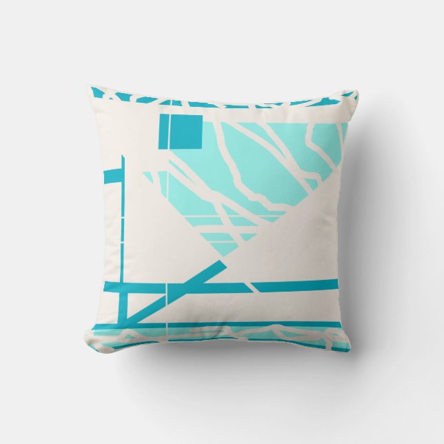 Aqua Turquoise Triangle Classic Mediterranean Look Throw Pillow (Front)