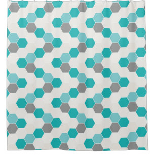 Aqua Turquoise White Grey Honeycomb Pattern
