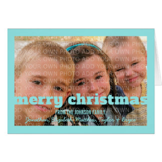 Aqua Typography Merry Christmas Greeting Card