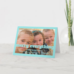 Aqua Typography Merry Everything Greeting Card