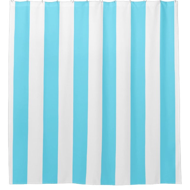Aqua Vertical Stripes Shower Curtain (Front)