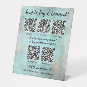 Aqua Vintage Grunge Custom Design Wild Deuce Pedestal Sign