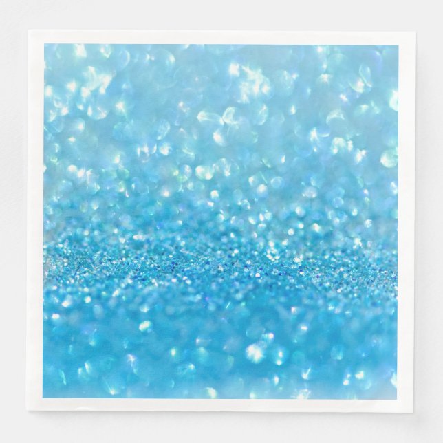Aqua Water Baby Blue Glitter Napkin (Front)