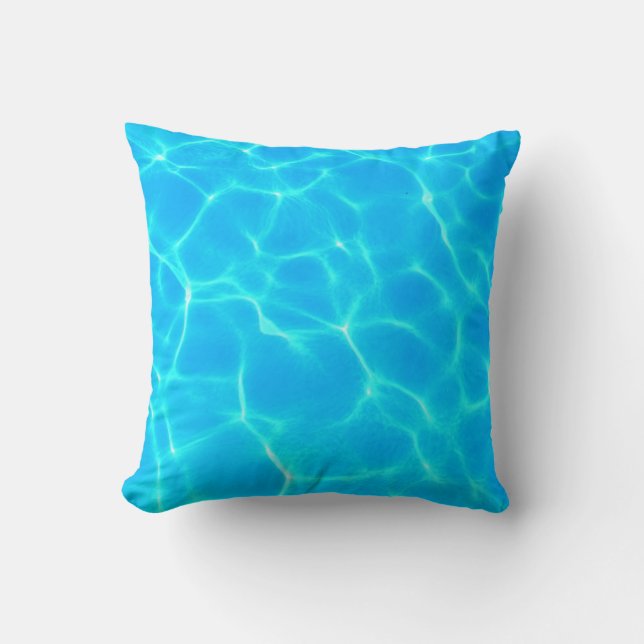 Aqua Water Pattern With Reflection Waves Throw Pillow (Front)