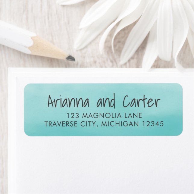 Aqua Watercolor Address Label (Insitu)