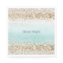 Aqua Watercolor Gold Confetti Glitter