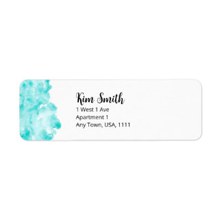 Aqua Watercolor Return Address Label
