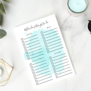 Aqua Watercolor Splash Organized Things to Do Post-it Notes