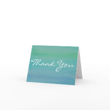 Aqua Watercolor Thank You Card
