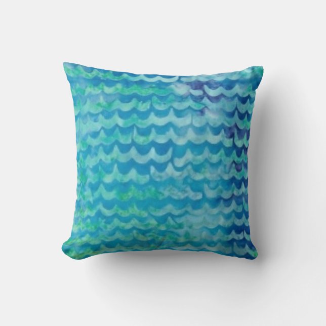 Aqua Waves Throw Pillow (Front)