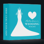 Aqua wedding planner binder keepsake photo album<br><div class="desc">Stylish turquoise / aqua blue and white 3 ring binder for elegant wedding, bridal shower or engagement party. Personalizable chic wedding dress with veil organizer for planning marriages. Custom name of bride and groom couple plus personalizable date of marriage. Also makes a cute personalized gift idea for bride to be...</div>
