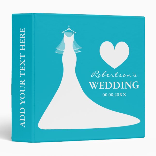 Aqua wedding planner binder keepsake photo album (Front/Spine)