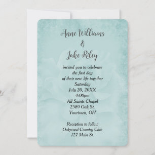 Aqua Wedding Rose  Invitation