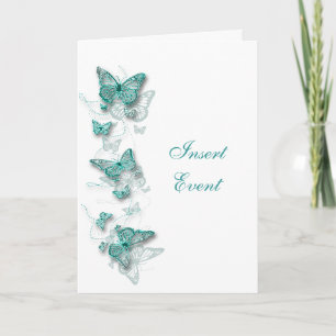 aqua white birthday engagement wedding CARD
