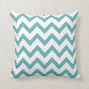 Aqua White Chevron Throw Pillow