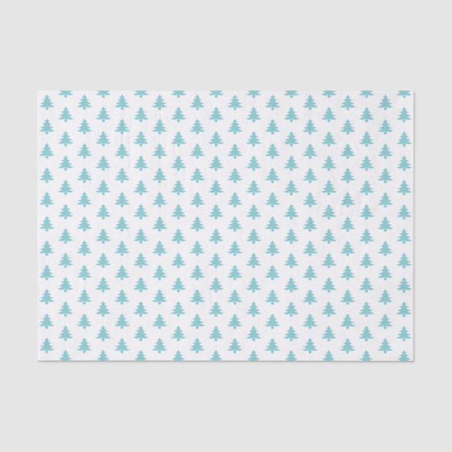 Aqua/White Christmas Tree Iconic Pattern Tissue Paper (Front)