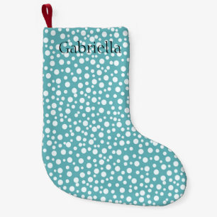 Aqua White Confetti Dots Small Christmas Stocking