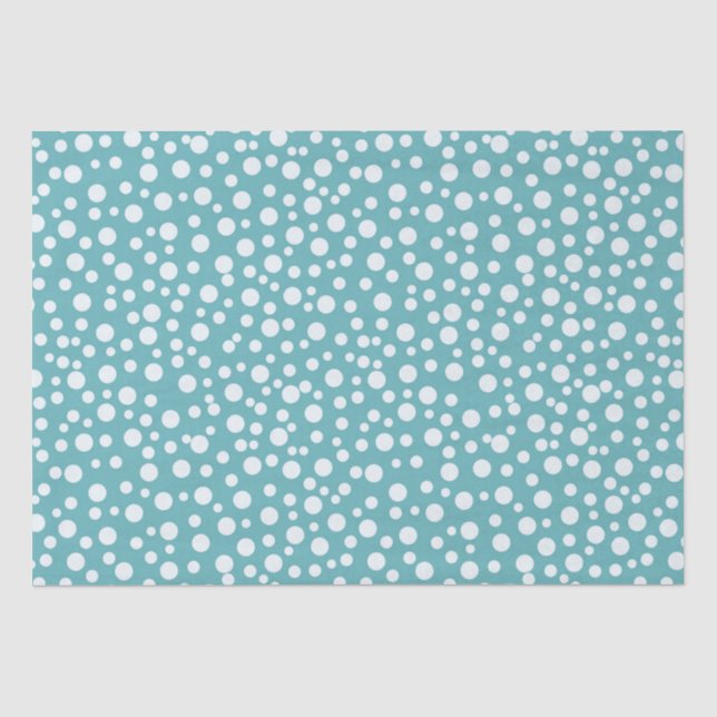 Aqua White Confetti Dots Tissue Paper (Front)