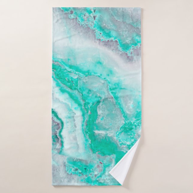 Aqua White Gemstone Agate Mineral Quartz Bath Towel Set (Bath Towel)