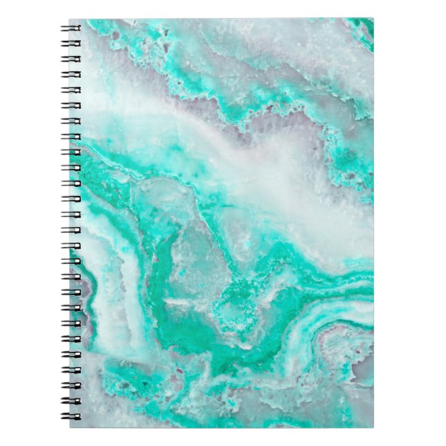 Aqua White Gemstone Agate Mineral Quartz Notebook (Front)