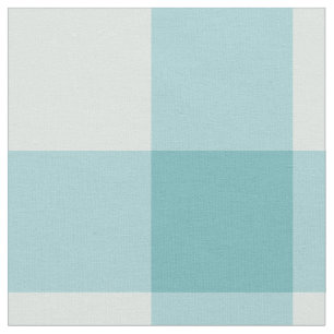 Aqua White Gingham Check Combed Cotton Fabric