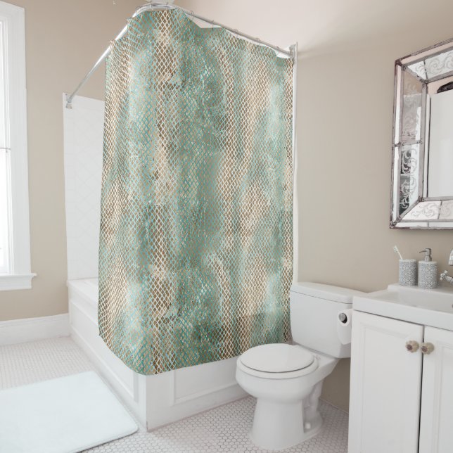 Aqua White Gold Snake Print (In Situ)