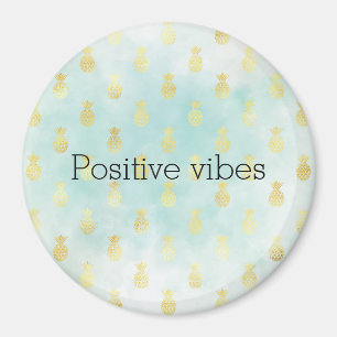 Aqua White Gold Tropical Glam Pineapples        Magnet