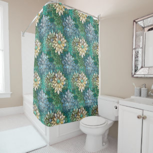 Aqua White Green Floral