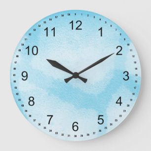 Aqua White Mist Giraffe Print Large Clock