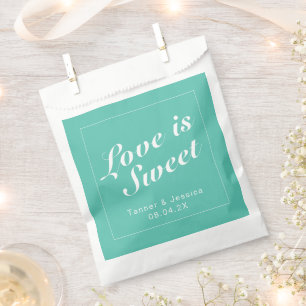 Aqua & White Modern Minimalist Wedding Favour Bag