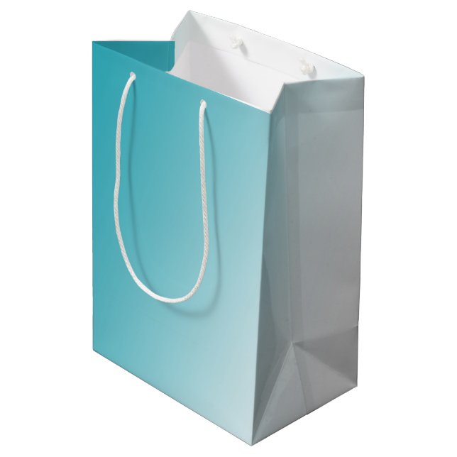 Aqua White Ombre  Medium Gift Bag (Back Angled)