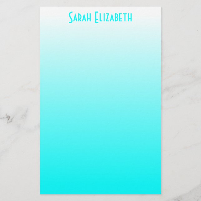 Aqua White Ombre Stationery (Front)