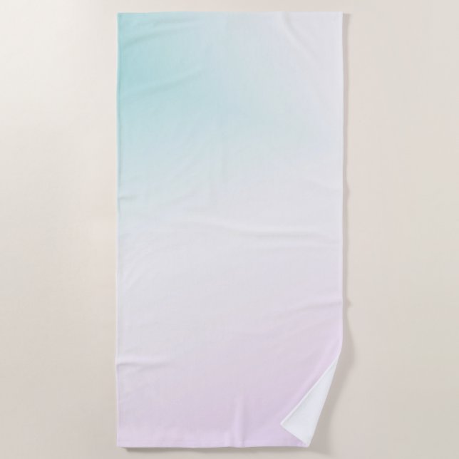 Aqua White Pink Tie Dye Ombre Beach Towel (Front)