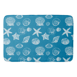 Aqua White Shells Bath Mat