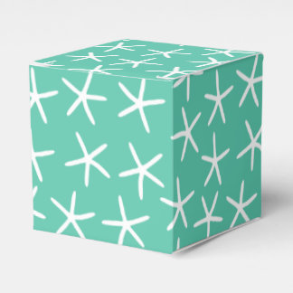 Aqua white starfish favor box