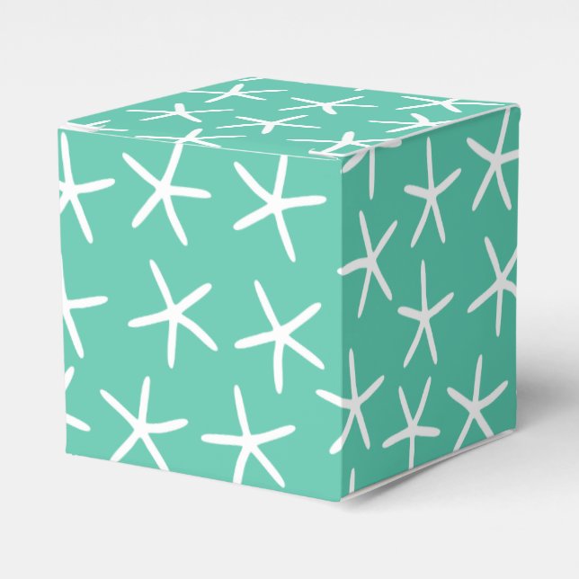 Aqua white starfish favor box (Front Side)
