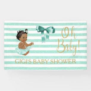 Aqua White Stripe Ethnic Baby Ballerina Tutu Banner