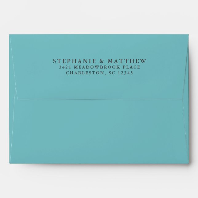 Aqua White Wedding Chic Return Address Elegant Envelope (Back (Top Flap))