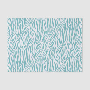 Aqua White Zebra Print Tissue Paper